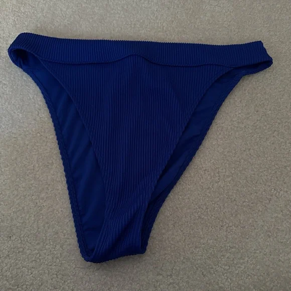 Blue Ribbed Bikini Bottom - Picture 1 of 1